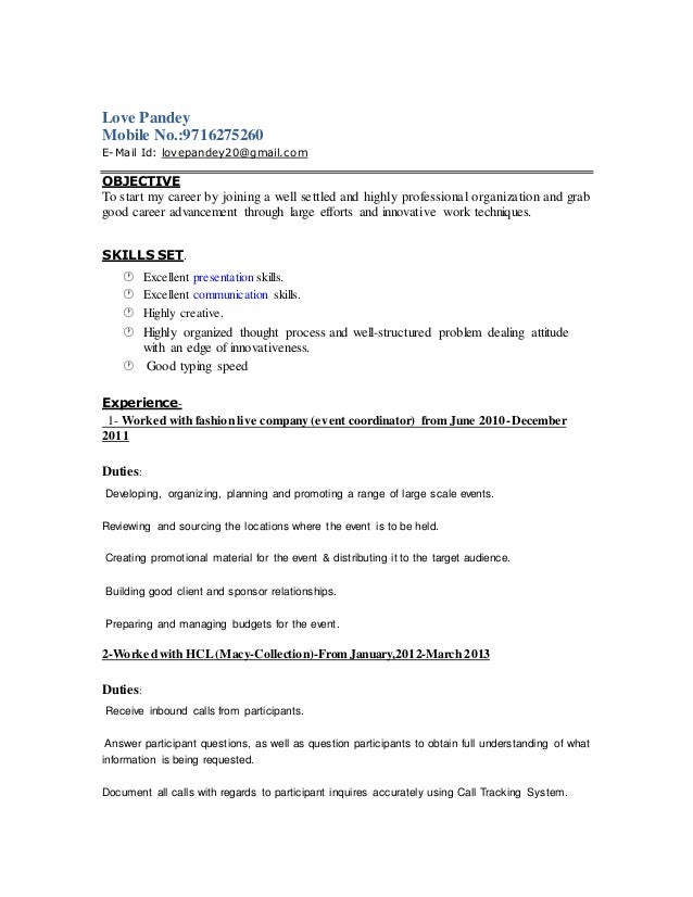 Love resume new