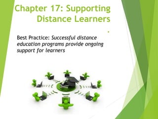 Chapter 17: Supporting
Distance Learners
.
Best Practice: Successful distance
education programs provide ongoing
support for learners
 