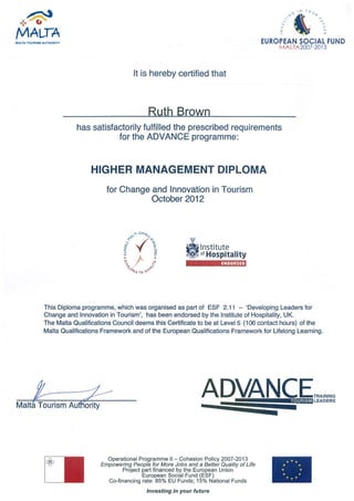 Advance Diploma in Management 2012