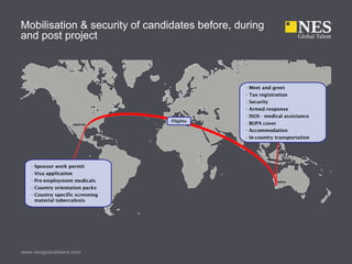 www.nesglobaltalent.com
Mobilisation & security of candidates before, during
and post project
 