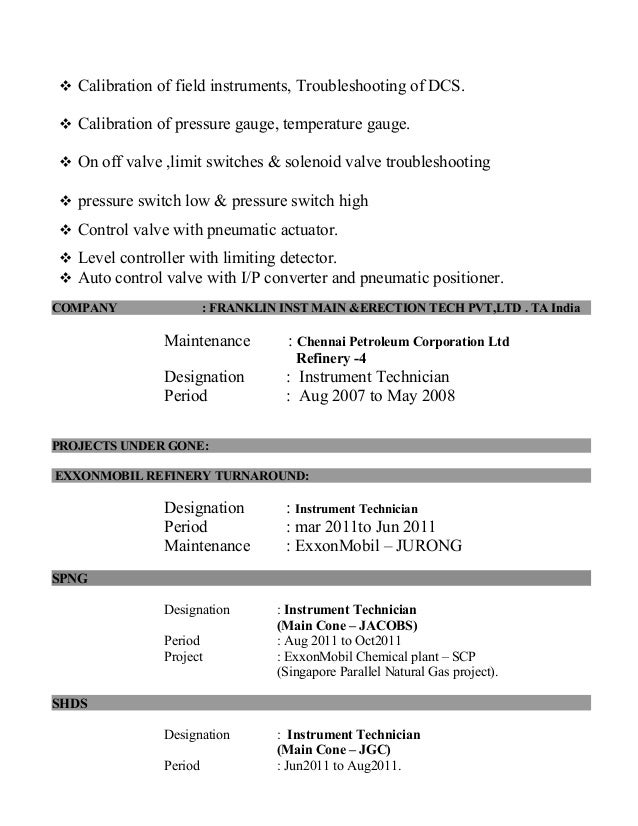 resume format for instrument technician resume instrument technician resume ideas resume format for instrument technician resume instrument technician resume ideas