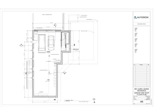 SB
UP
N
GARAGE
SHOP
STAIRS
WINE CELLAR
2
A13
STORAGE
WORKBENCH
DOG WASH
20'-0" x 27'-10"
24'-3" x 27'-6"
2'-10" x 5'-11"
6'10 x 13'-1"
DOG DOOR
6
8
5
32
51
32
13
52
7
LEVEL 1 TOTAL AREA = 1366 SF
DRIVEWAY - PERMEABLE PAVERS
ROOF PROJECTION
WALL CABINETRY
MAIN LEVEL OUTLINE
ROOF PROJECTION
PORCH AT MAIN LEVEL
ROOF PROJECTION
22' - 1"
25' - 11 1/2"
33' - 8 1/2"
COLUMN ON PIER AND PAD
1
A13
3
A14
COLUMN ON PIER AND PAD
11'-2"18'-10"
6'-71/2"3'-61/2"
17'-51/2"7'-111/2"9'-1"7'-61/2"7'-61/2" www.autodesk.com/revit
Scale
Project number
Date
Drawn by
Checked by
Consultant
Address
Address
Phone
Fax
e-mail
Consultant
Address
Address
Phone
Fax
e-mail
Consultant
Address
Address
Phone
Fax
e-mail
Consultant
Address
Address
Phone
Fax
e-mail
Consultant
Address
Address
Phone
Fax
e-mail
1/4" = 1'-0"
2/27/20163:44:59PM
A6
GARAGE AND SHOP
FLOOR PLAN
ARCH 201-9
MR. & MRS. ADAMS
RESIDENCE
12/07/15
M. BERG
P. GRAMLICH
No. Description Date
1/4" = 1'-0"
1
BASEMENT- LEVEL1
 