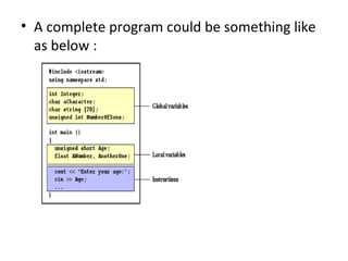 • A complete program could be something like
  as below :
 