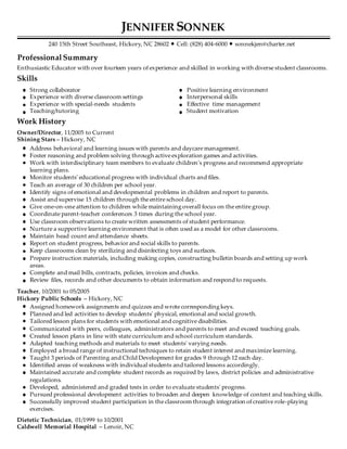 Jennifer Sonnek Resume  PDF