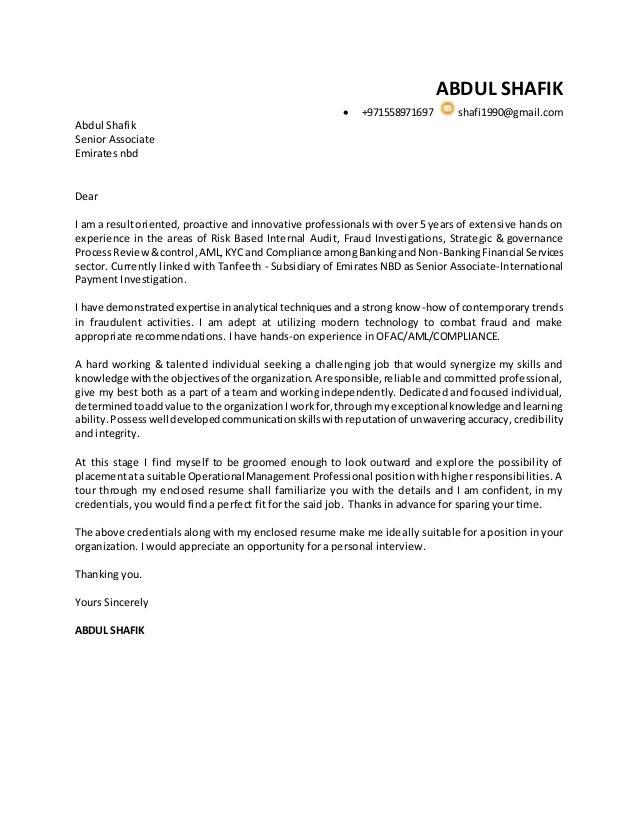 Shafik Cover Letter