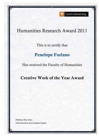 Humanities Research Award 2011