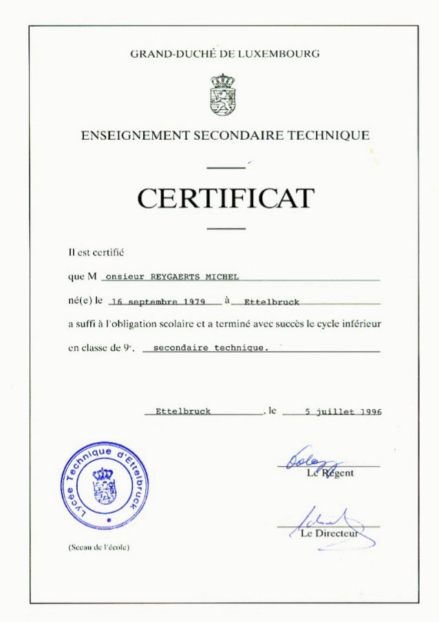 Certificat Education secondaire technique