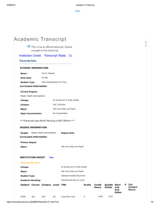 Graduate Transcript | PDF
