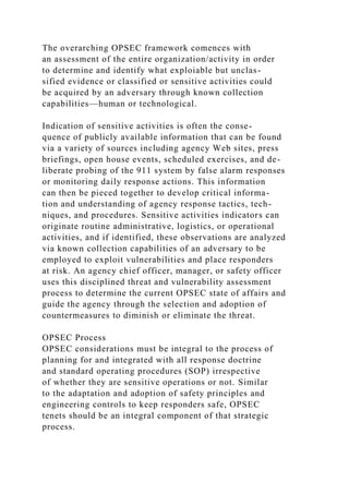 85Operations Security, Site Security, and Terrorism In.docx