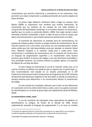 196  Buenas prácticas en el diseño de bases de datos
Universidad Tecnológica Intercontinental, Asunción - Paraguay
nomenc...