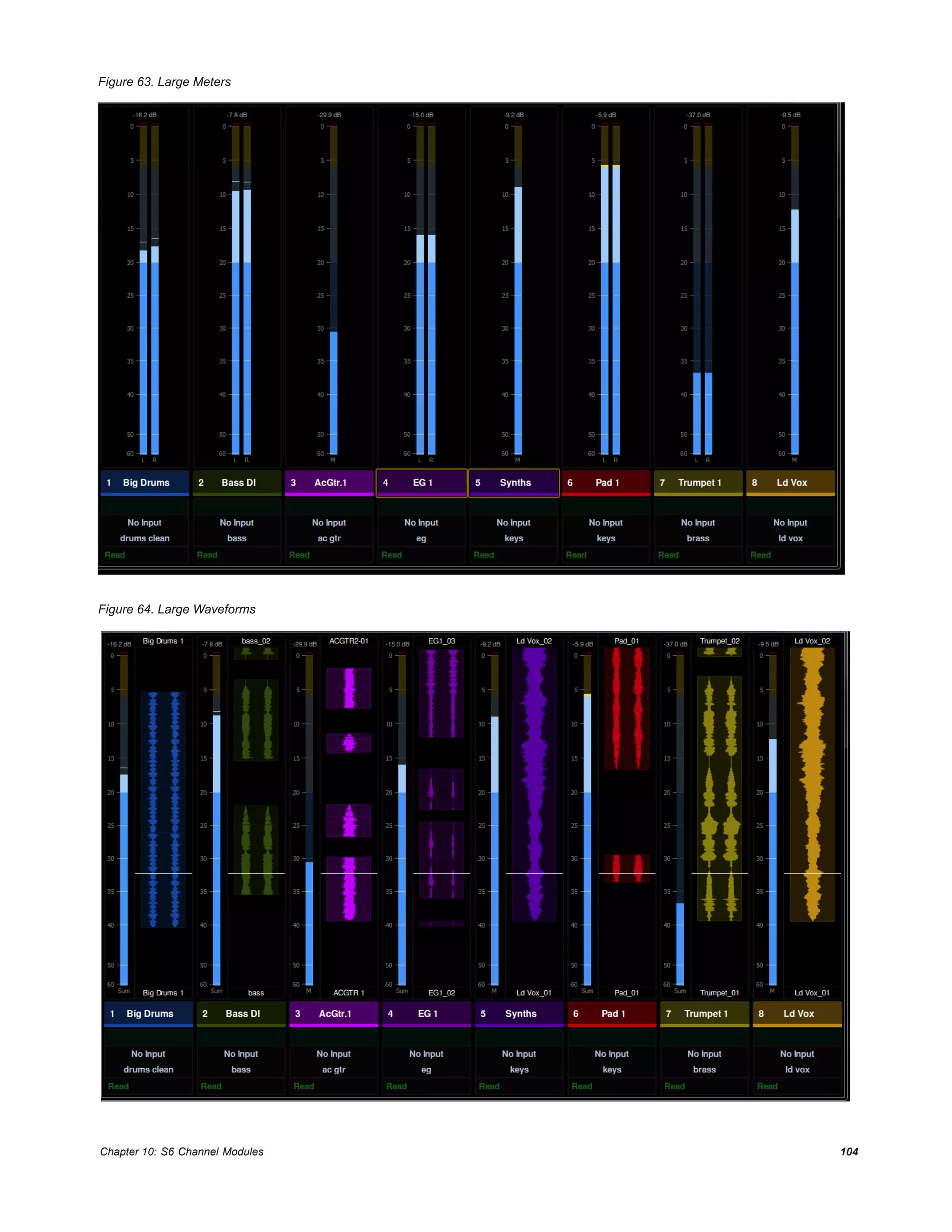 Chapter 10: S6 Channel Modules 104
Figure 63. Large Meters
Figure 64. Large Waveforms
 