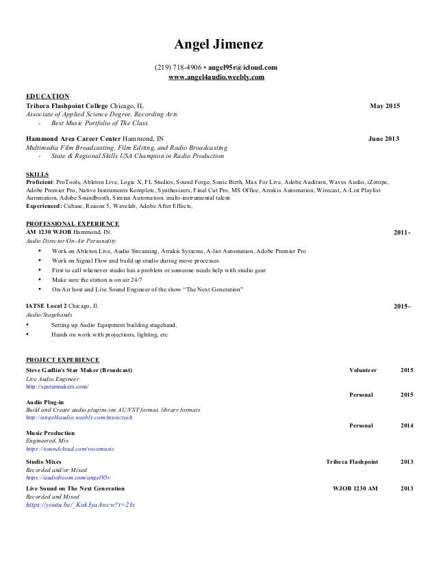 sound engineer resume samples
