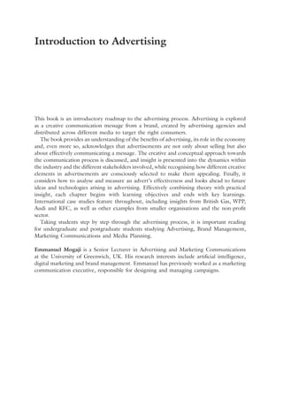 Introduction to Advertising Understanding and Managing the Advertising ...