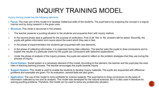 Inquiry Training Model Example COMMUNICATION & PLANNING & PRODUCING OF INSTRUCTIONAL MATERIALS | PPTX