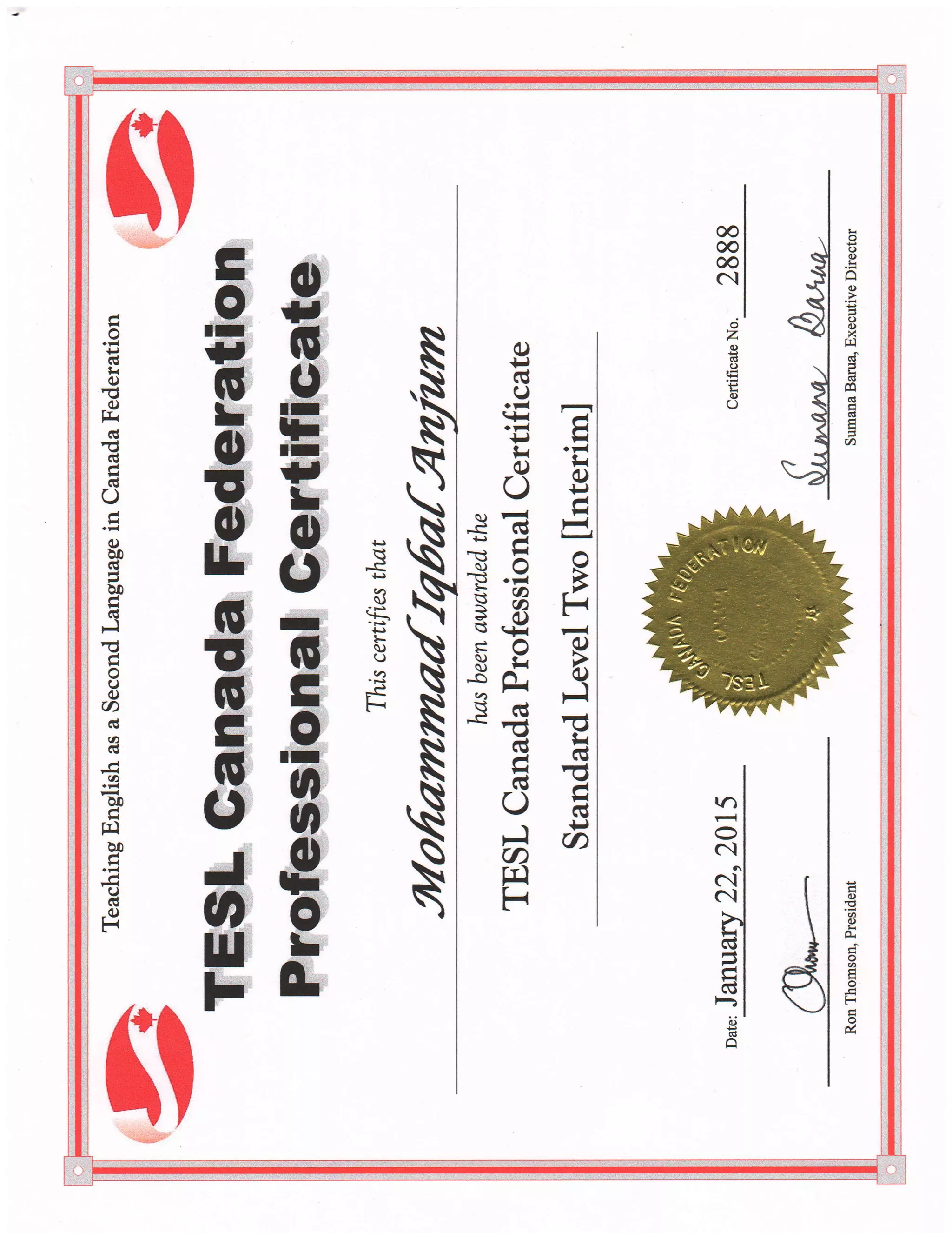 Tesl Canada Certificate Original 1 Pdf