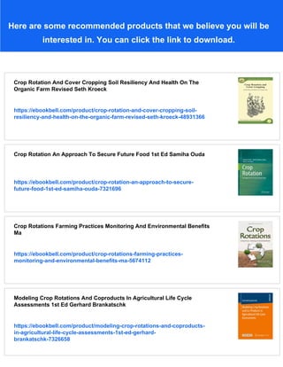 Crop Rotation On Organic Farms A Planning Manual Charles L Mohler | PDF