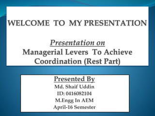 Presented By
Md. Shaif Uddin
ID: 0416082104
M.Engg In AEM
April-16 Semester
 