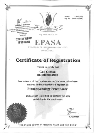 EPASA certificate of registration