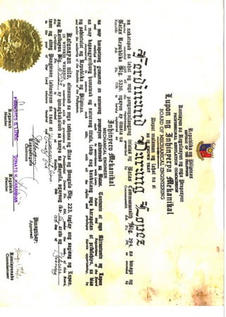 Mechanical Engineering License Certificate