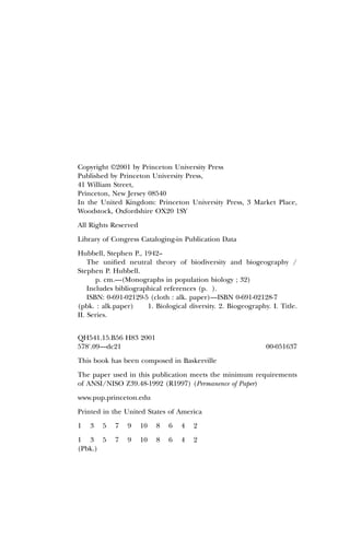 Useb Neutral Identification The Unified Neutral Theory of Biodiversity and Biogeography MPB 32 ...