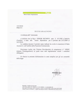 Certificato Aziendale Postel SPA