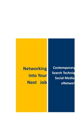 Contemporary Job
Search Techniques:
Social Media and
eNetworking
Networking
into Your
Next Job
 