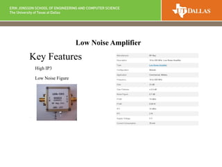 Low Noise Amplifier
Key Features
High IP3
Low Noise Figure
 