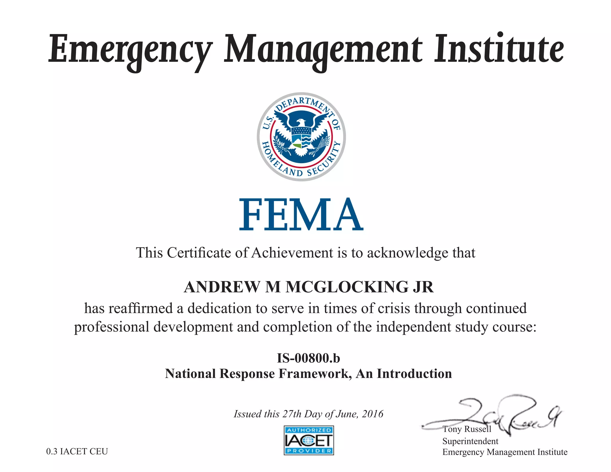 is-800 fema cert | PDF