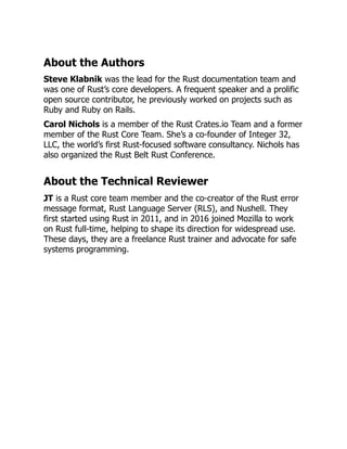 The Rust Programming Language 2nd Edition Steve Klabnik | PDF