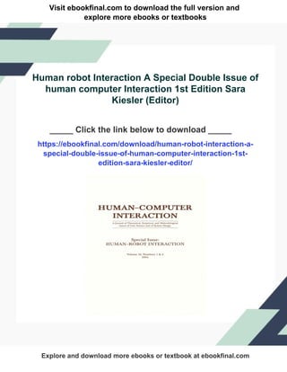 Human robot Interaction A Special Double Issue of human computer ...