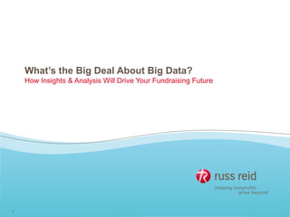What’s the Big Deal About Big Data?
How Insights & Analysis Will Drive Your Fundraising Future
1
 