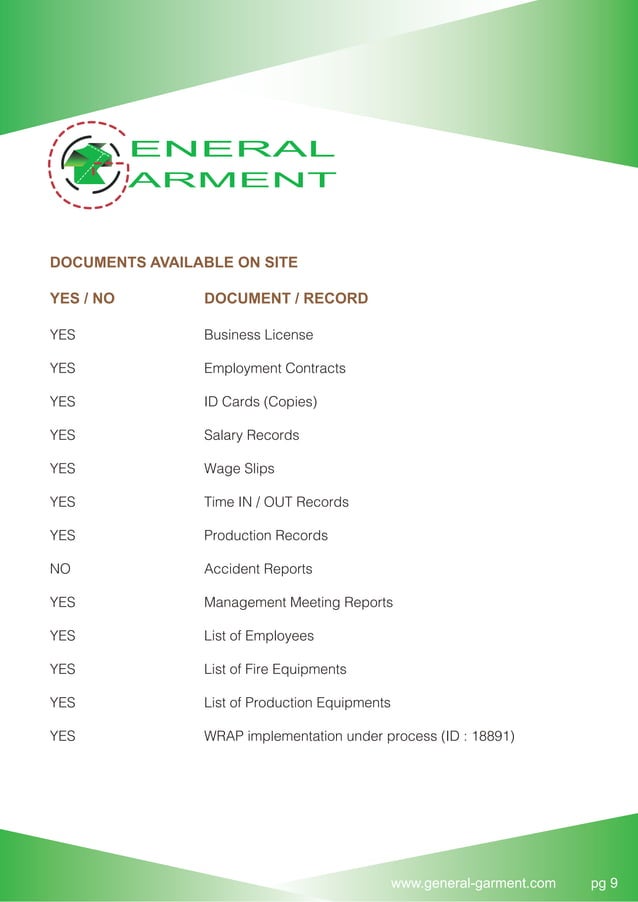 GENERAL GARMENT COMPANY PROFILE 22.11.16