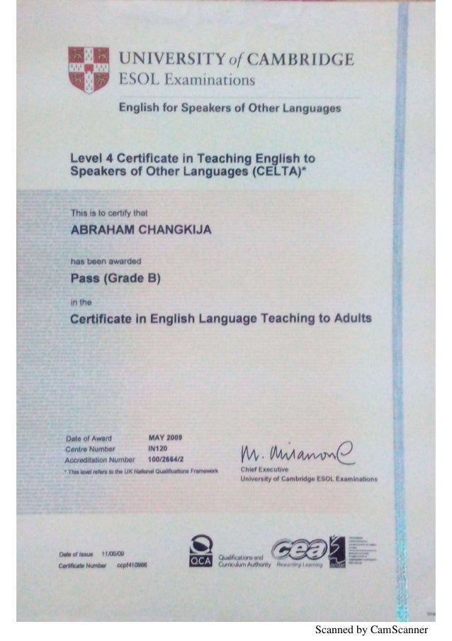 CELTA Certificate