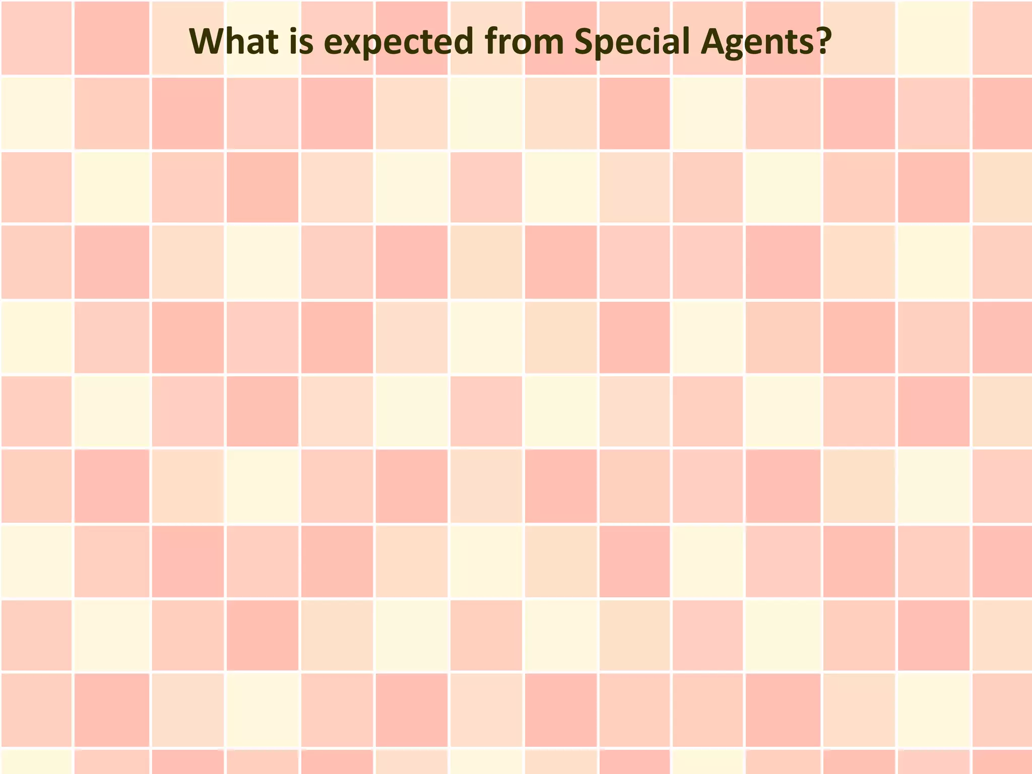 What is expected from Special Agents?
 
