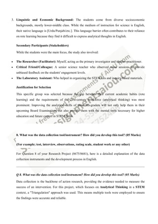 Coding Presentation Example AIOU B.Ed 4 Years Code 8675 Research Project Solved Sample Spring 2026 ...