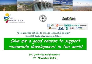 Dr. Dimitrios Kanellopoulos
6th November 2015
Give me a good reason to support
renewable development in the world
 