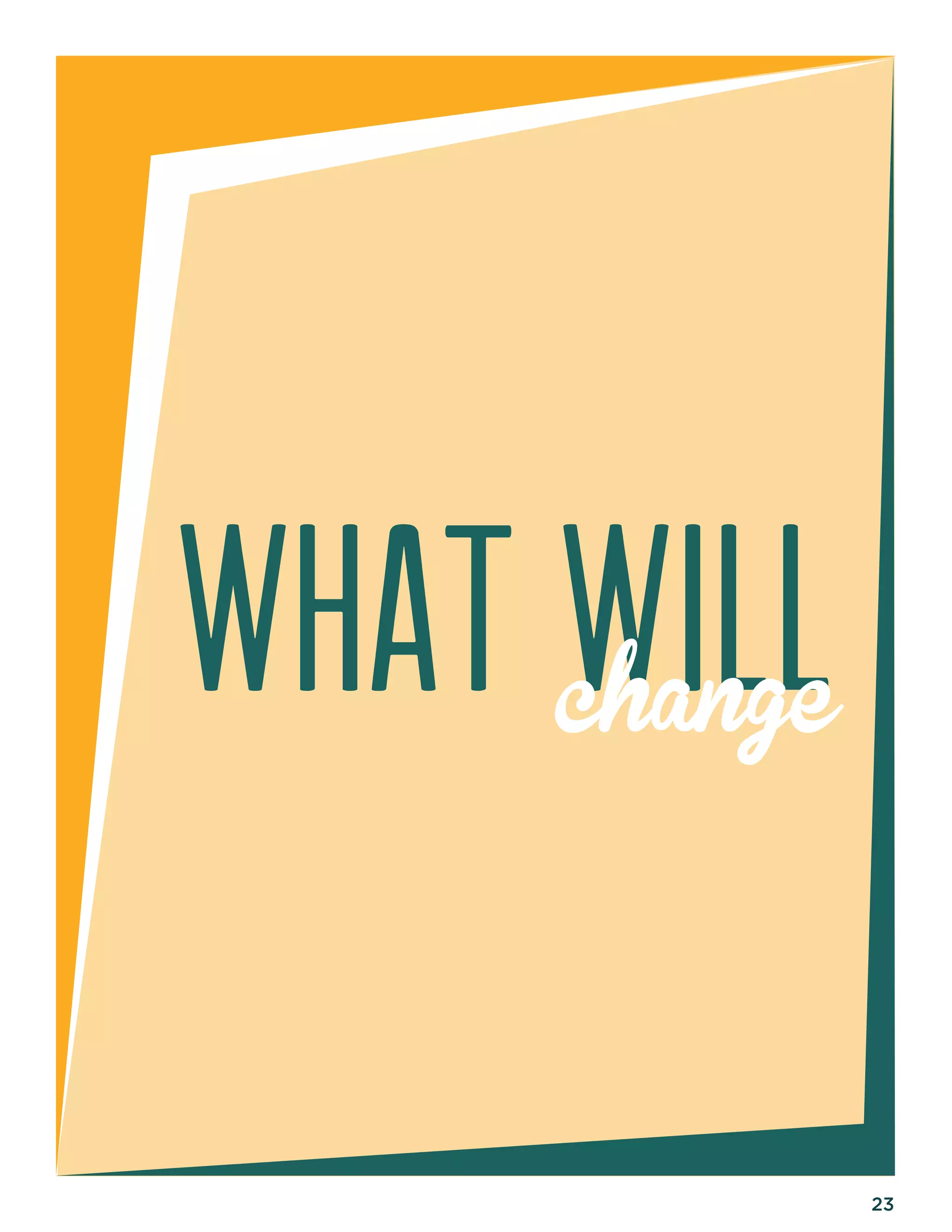 23 
WHA T W I L L 
change 
 