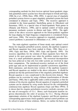 Optimal Control Of Singularly Perturbed Linear Systems And Applications ...