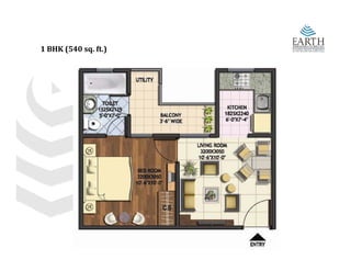 1 BHK (540 sq. ft.)
1 BHK (540 sq  ft )
 