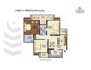 3 BED + 2 TOILET (1295 sq. ft.)
 