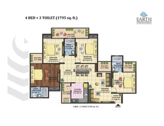 4 BED + 3 TOILET (1795 sq. ft.)
 