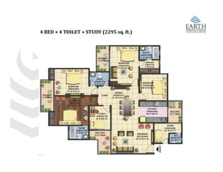4 BED + 4 TOILET + STUDY (2295 sq. ft.)
4 BED + 4 TOILET + STUDY (2295 sq  ft )
 