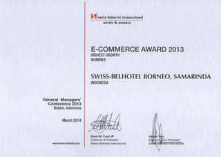 Swiss-Belhotel Award Nominee Certificates