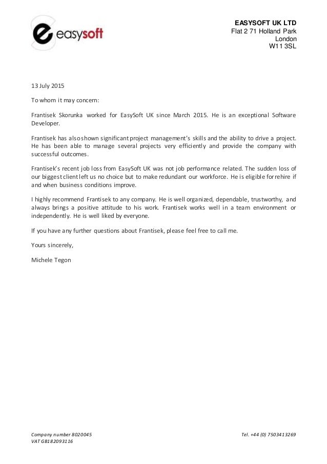Frantisek- Reference Letter