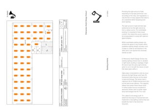 Providing the right amount of light
depending on the task performed, and
according to the rules, and regulations, is
only the first of many aspects that need to
be considered whilst designing work
place lighting.
The right amount of light will help task
performance but this light cannot be
from a naked source. For comfortable
working it is essential to have visual
comfort; this means the source needs to
be encapsulated in a body with optimum
glare limitation. 	
Whilst quantitative lighting design can
achieve the above in any modern office,
qualitative lighting design provides more…
it helps to create an atmosphere in the
office and it can express the corporate
identity as well.
In Palmerston North Design School, the
exisitng lighting scheme has no variation
in light levels resulting in wastage of light.
All rooms have the same light scheme
which is not in line with the nature of work
that takes place within it.	
High power consumption is also an issue
because the light fittings used have T8
fluorescent tubes that are not the latest
in lamp technology. The lamps have a
maximum life of 10,000 burning hours and
not the best lumen efficacy. The magnetic
ballast that powers these lamps result
in further power loss as compaired to
electronic drivers used to power newer
lamp technologies like the T5 or LED.	
This called for an energy audit, to
determine the areas of improvement and
implement a new lighting scheme that can
benefit the client in the short and
long term.
PalmerstonNorthDesignSchool
5.11.2014Existingscheme
Whiteboard
D1D1
D1D1D1
D1
D1D1D1
D1D1D1
D1D1D1
D1D1D1D1D1D1D1D1D1D1
D1D1D1D1D1D1D1D1D1D1
D1D1D1D1D1D1D1D1D1D1
D2D2
D2D2
D1
D1
DD1
DD1
D1D1
MALE
TOILET
FEMALE
TOILET
LOBBY
LIFT
LOBBY
RECEPTIONSTORE
DESIGNSTUDIO
PROJECT
Mr.MichaelSaywell
PalmerstonNorth,NZ
CLIENT|SITEADDRESS
NOTES
-
A4
LIGHTINGDESIGNER
fifthseasondesignlimited
FILENAME
DWGTITLE
ExistingLightLayout-Part1
DWGTAG.
ILD19.0.L1E.A
REVISION
AILD19_PNSCHOOLOFDESIGN
E:FS_PROJECTS2014_NZ10_PNSCHOOLOFDESIGN_ILD19ILD19_PNSCHOOLOF
DESIGN_LC_Existing.dwg
fourtwosix
featherstonstreet
palmerstonnorth
nz4414
t00.64.21.1442711
alldimensionsareinmillimeters.
dimensionshavetoreadandnotmeasured.
04.09.2014
fsdigest
 
