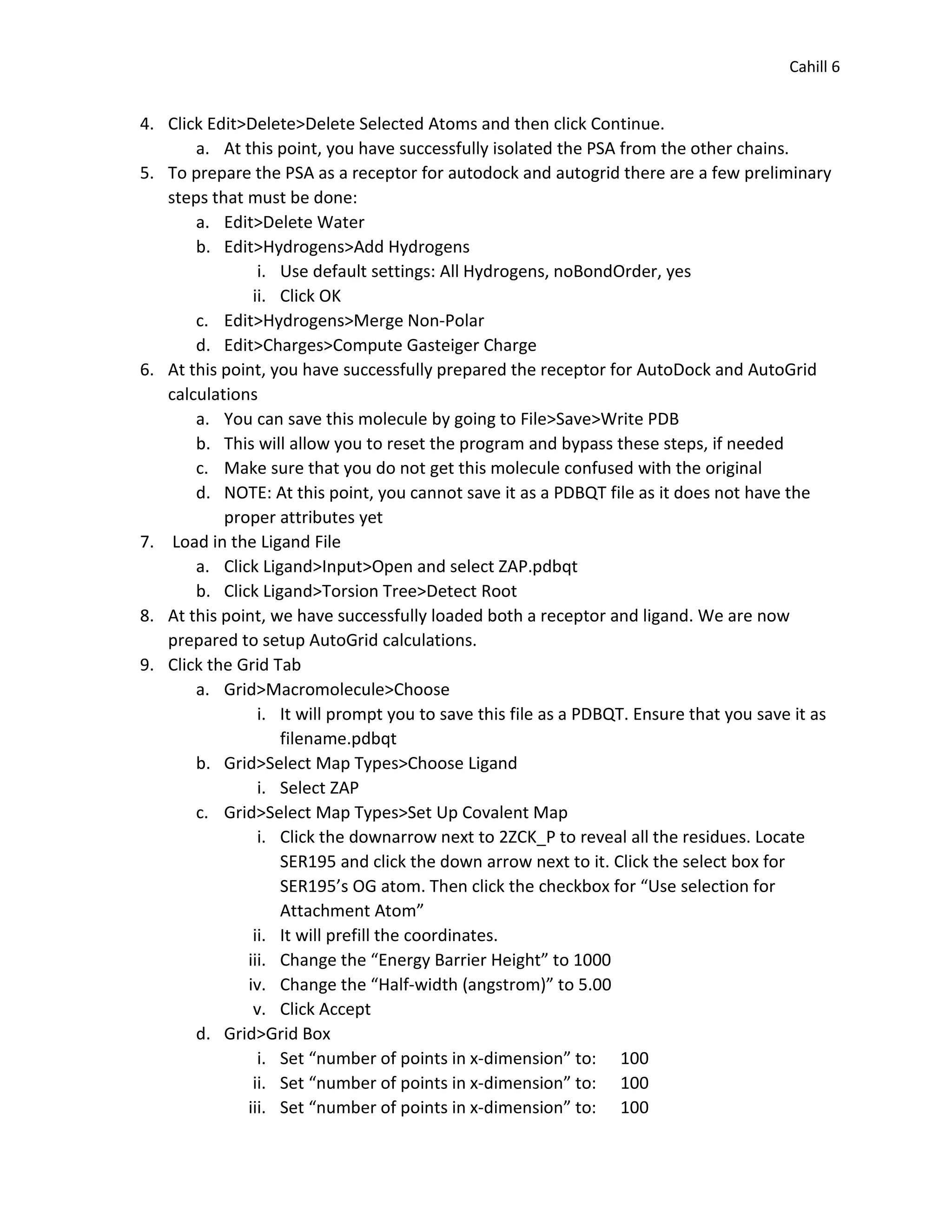 AutoDock, AutoGrid, AutoDockTools (GUI), and Open Babel Tutorial | PDF