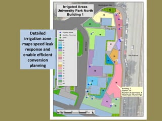 Detailed
irrigation zone
maps speed leak
response and
enable efficient
conversion
planning
 