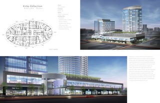 Kirby Collection
H o u s t o n , T e x a s
Situated in a center part of the City between
the downtown business center and the Galleria
Retail center this Apartment, Retail and Office
tower development is a symbol of the changing
living patterns and expectations of Houstonians.
The elegant form of the signature high-rise
tower, announces the high-end retail and
exclusive office address within the development.
Kirby Drive extends to the north to River Oaks,
the ultimate residential addresses of the City
and then turns into Allen Parkway and park with
a grand boulevard leading into downtown. As a
premier property in this location, it will achieve
a unique clientele and mix of uses.
Client:
Thor Equities
Function:
Mixed-Use
Status:
Under Construction
Building Size:
1,000,000 sf
•  200,000 sf Class A Office
•  65,000 sf Retail
•  375,000 sf Residential
•  199 Luxury Units
•  45,000 sf Amenity Deck
•  435,000 sf Parking
 