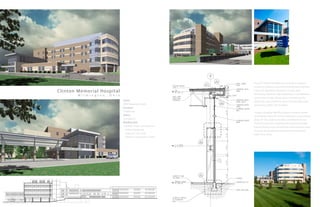 Clinton Memorial Hospital
W i l m i n g t o n , O h i o
This $35 million building and renovation project
involved creating a new Patient Bedtower, Intensive
Care Unit, Women’s Diagnostic Center, and
Emercency Services. The Ambulatory Care entrance
opens into a large atrium space connecting the
diagnostic and treatment areas and provides clear
wayfinding within the hospital.
Unique canopies identify primary entrance points
and proide shelter for both predestrians and vehicle
drop-off. The exterior facades combine brick and
limestone accents matching the existing hospital.
Patient Rooms have generously sized windows with
views to the landscape to promote healing and
relief from stress.
Client:
CMH Regional Health
Function:
Healthcare
Status:
Completed
Building Size:
102,000 sf New Construction
•  Patient Bedtower
•  Intensive Care Unit
•  Women’s Diagnostic Center
 