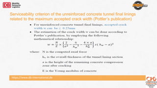 https://www.db-international.de
Serviceability criterion of the unreinforced concrete tunnel final linings
related to the maximum accepted crack width (Pottler’s publication)
 